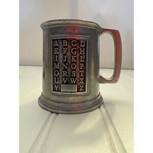 Vintage RWP Wilton Armetale Pewter Child Alphabet ABC Cup Mug Stamped Heavy